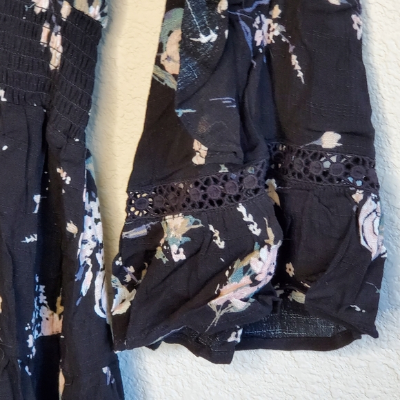 American Rag Dress in Black w/ Turquoise Flowers - Picture 3 of 8